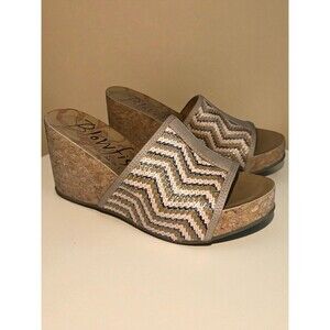 Blowfish Malibu Wedge Sandals Women’s 8 Cork Platform Slip On Coastal Cowgirl